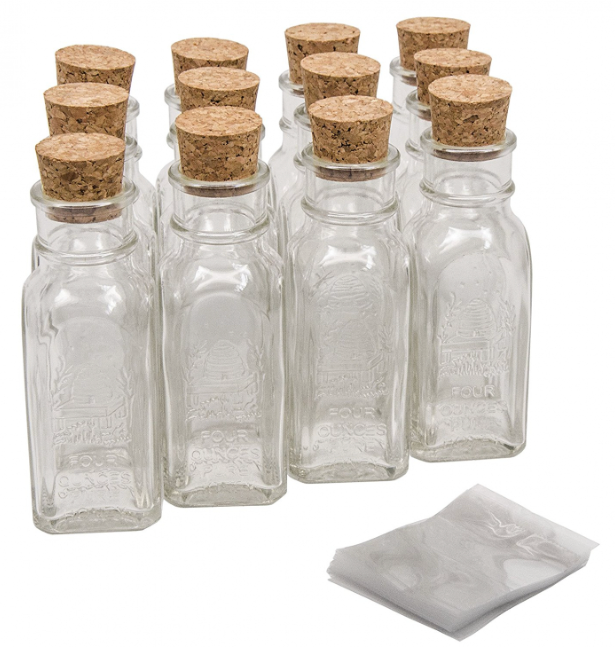 1 LB Muth Honey Jars - Case of 12 Includes Corks And Shrink Bands
