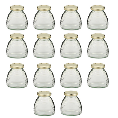 12oz Glass Skep Honey Jars - 12 Count Case - Includes Lids