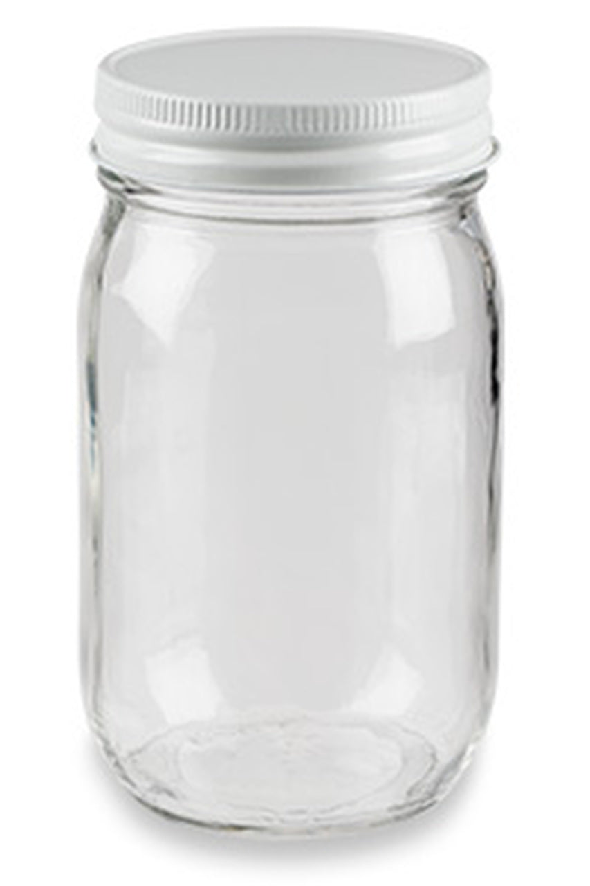 Flint Glass Honey Jar Lids Included | 16 oz Jars with Lids - 12 Count Case