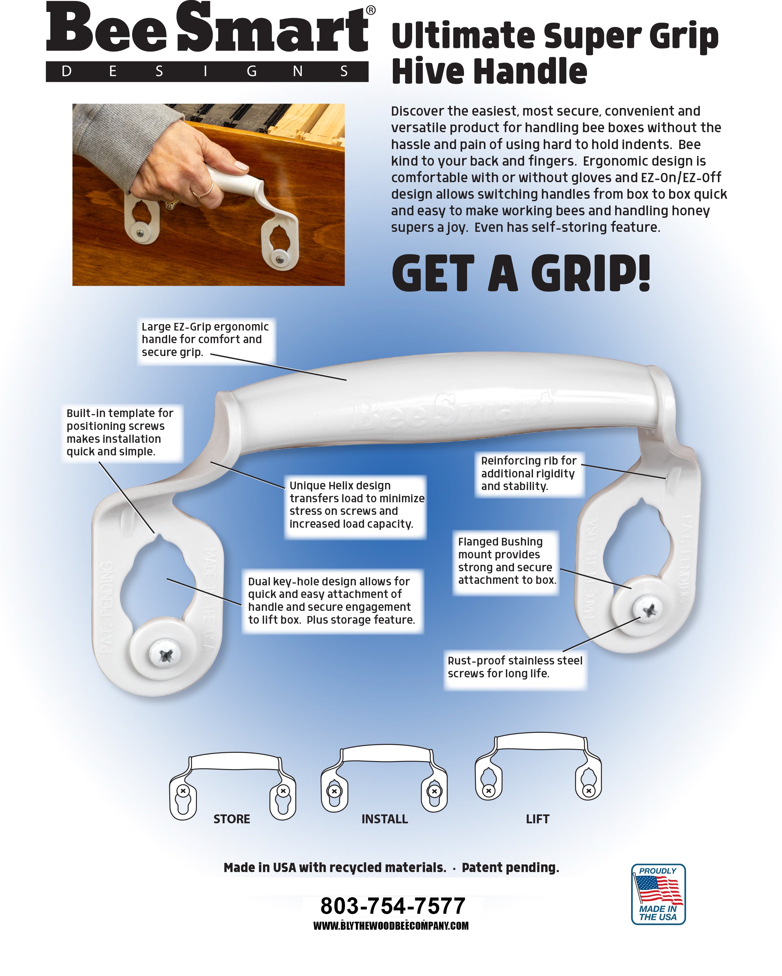 Bee Smart Super Grip Beehive Handle
