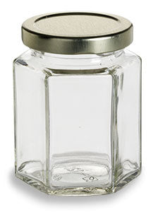 6 oz Hexagon Jars - 12 Count Case - Lids Included