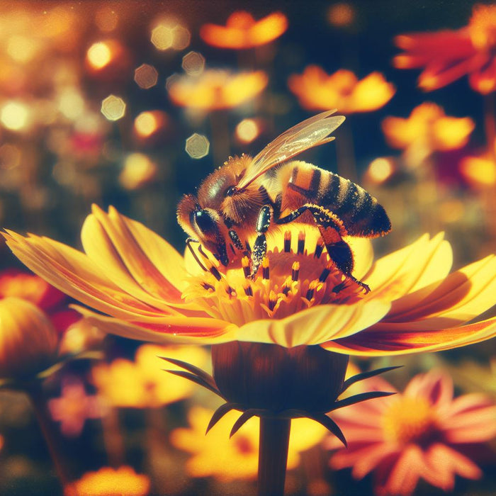 how do bees pollinate flowers​