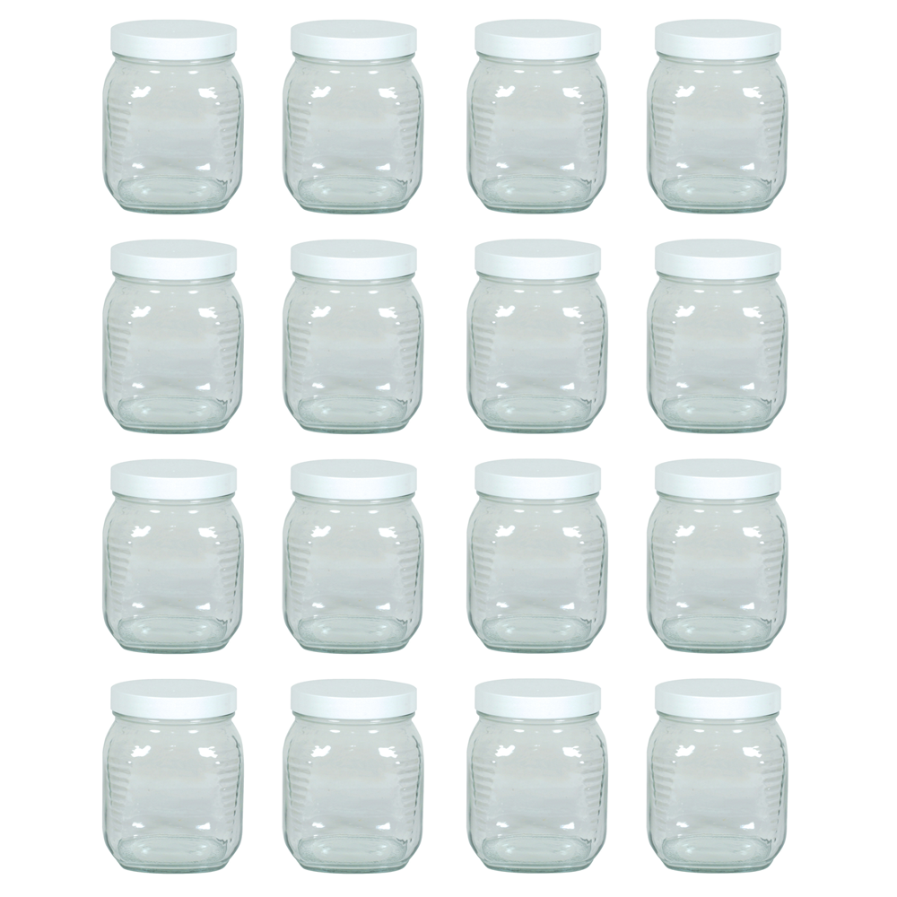 Encheng 4 oz Clear Hexagon Jars,Small Glass Jars With Lids(Black