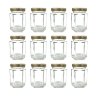 3.7oz Glass Hexagon Jars - 12 Count Case - Lids Included