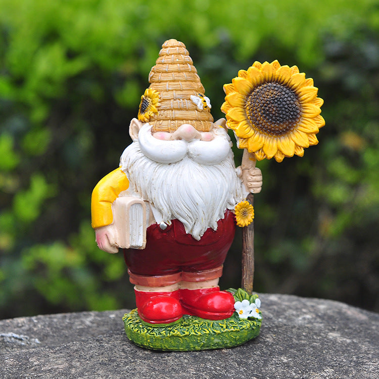 Small Beekeeping Gnome With Sunflower — Blythewood Bee Company