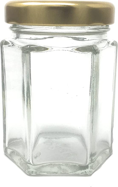 3.7oz Glass Hexagon Jars - 12 Count Case - Lids Included