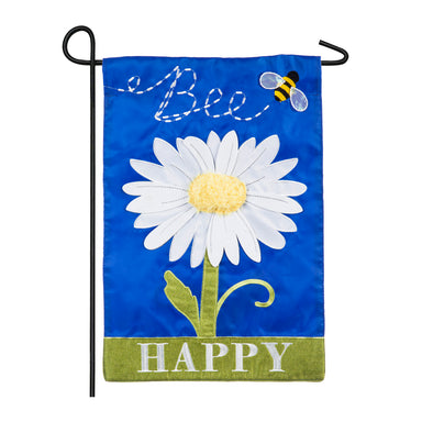 Bee Happy Daisy Bee Garden Applique Flag
