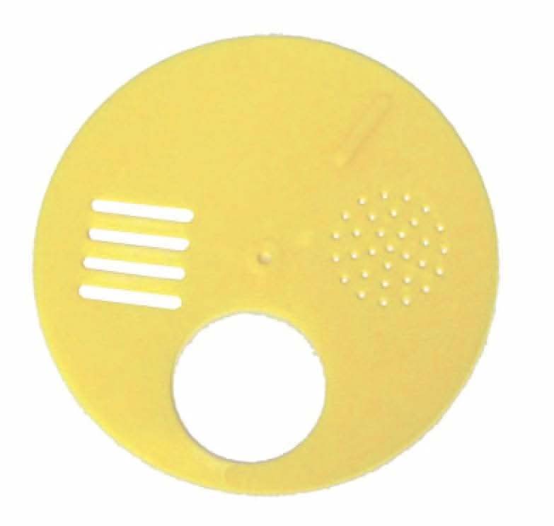 Small plastic beehive entrance disc