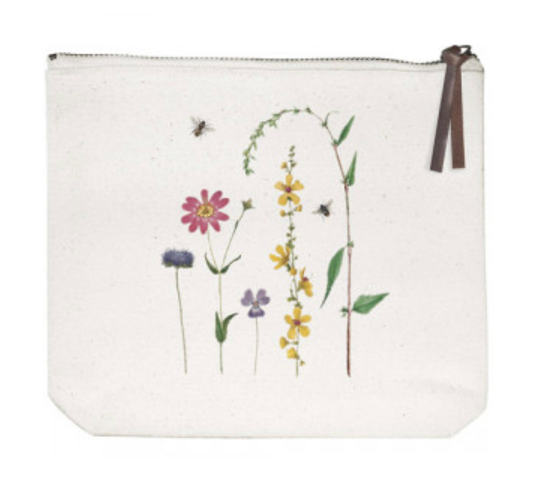 Bee Flowers Canvas Pouch