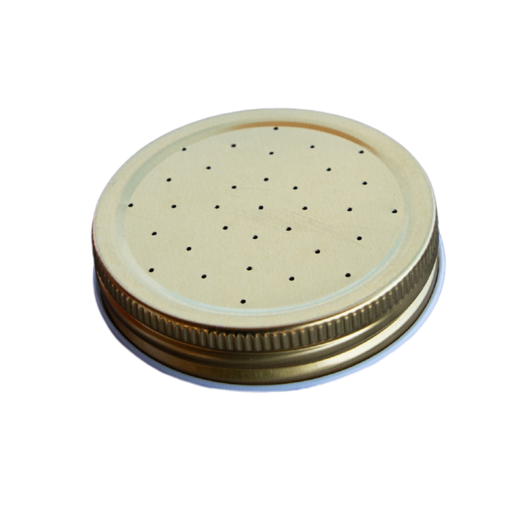 Perforated metal Boardman feeder cap, side view