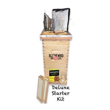 10 Frame Deluxe Beginner Beekeeping Starter Kit — double deep + double medium Langstroth setup with queen excluder, tools, and protective gear