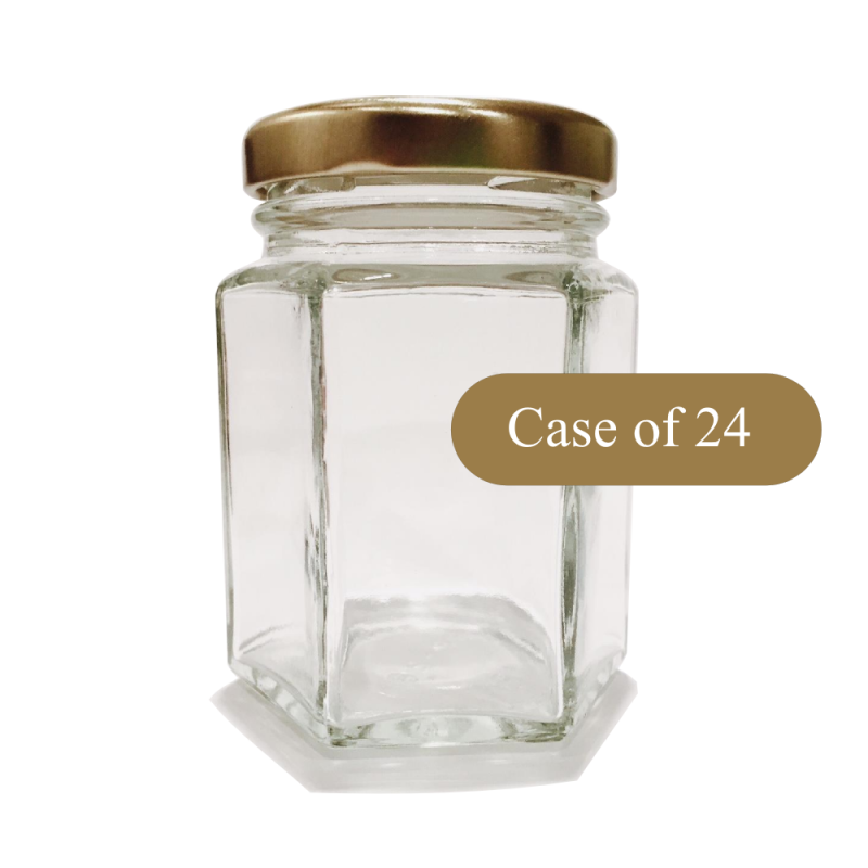 3.7oz Glass Hexagon Jars - 12 Count Case - Lids Included