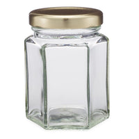 3.7oz Glass Hexagon Jars - 12 Count Case - Lids Included