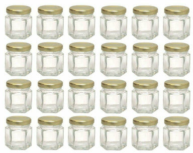 1.5 oz Clear Glass Hexagon Jars (Gold Lug Cap) 24 Count Case
