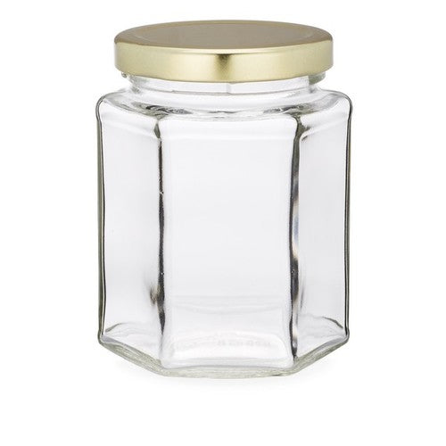 6 oz Hexagon Jars - 12 Count Case - Lids Included