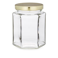 6 oz Hexagon Jars - 12 Count Case - Lids Included