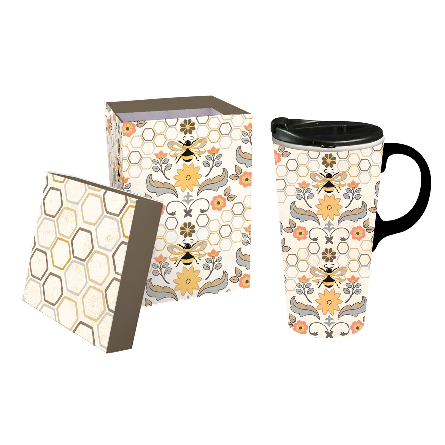 Honeycomb Style Ceramic Travel Mug | Honeycomb Heaven