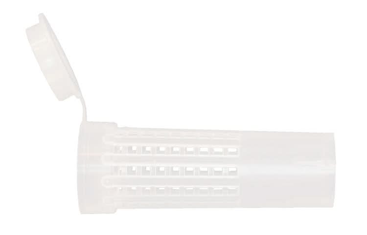 Plastic queen bee cage (roller cage) for holding and marking a queen