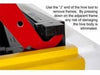 Red-handle J-hook hive tool, full side view