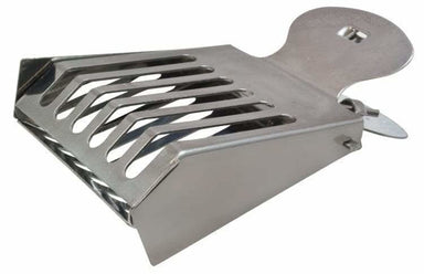 Stainless queen clip holding a queen on the comb