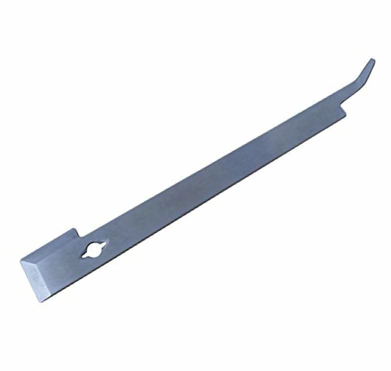 Stainless steel J-hook hive tool showing the built-in nail puller