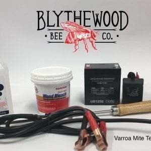 Varroa mite test and treatment kit with oxalic acid vaporizer and mite wash